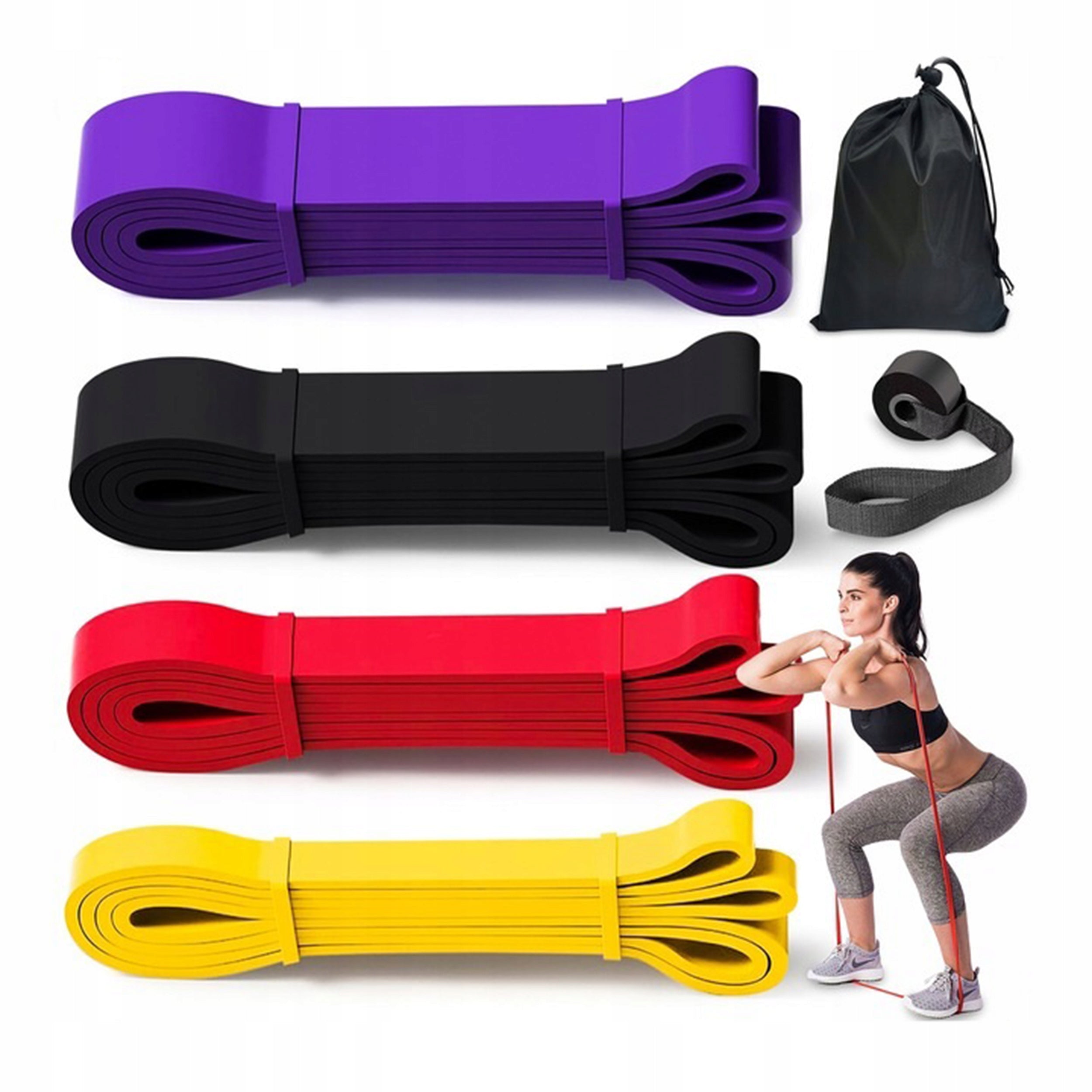 Set of Resistance Rubbers for Exercise Power Band Fitness Training Tapes 4 Pieces