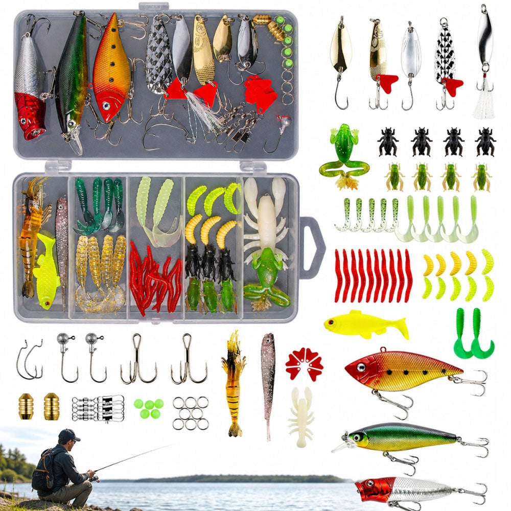 Set of Rubber Lures and Fishing Accessories 78 El In Box
