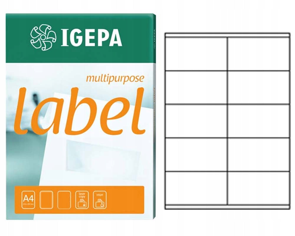 Set of SELF-ADHESIVE LABELS 105x57 100 sheets IGEPA LABELS white