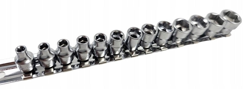 Set of SLIM sockets on 1/4" rail, 4-14 mm, 13 parts, ROOKS OK-01.5601 Manufacturer code OK-01.5601