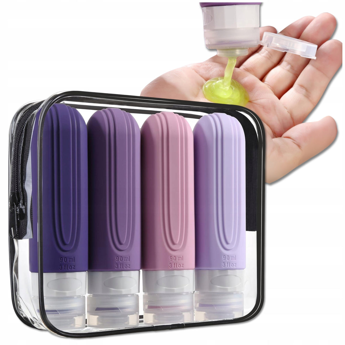 Set of Silicone Travel Bottles 4pcs For Cosmetics Liquids For Airplane Packaging status original