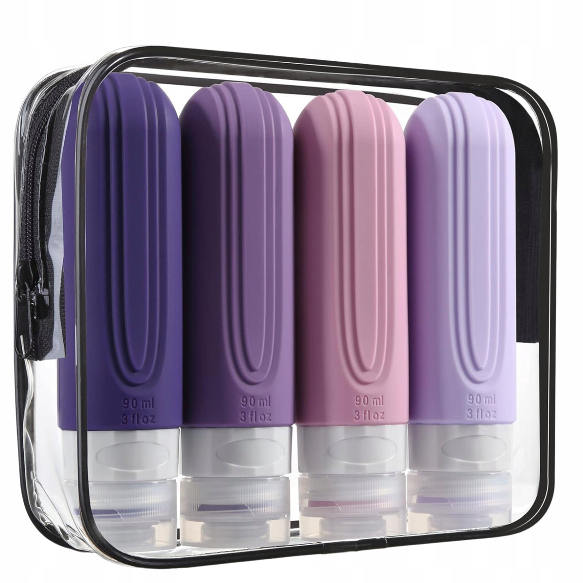 Set of Silicone Travel Bottles 4pcs For Cosmetics Liquids For Airplane
