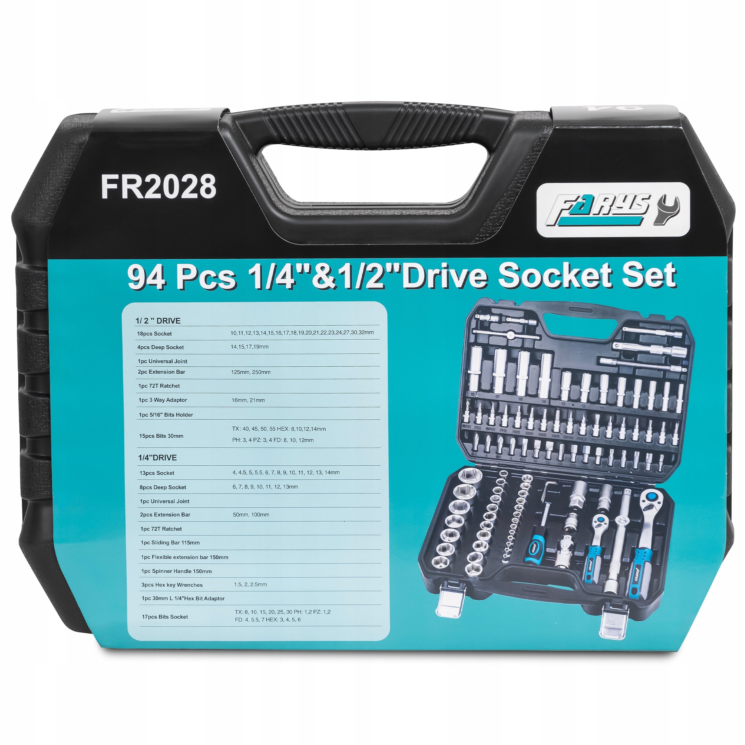 Set of Socket Wrenches 1/2 1/4 Rattles Bits Torx Imbus 94el FR2028 EAN (GTIN) 5907781838912