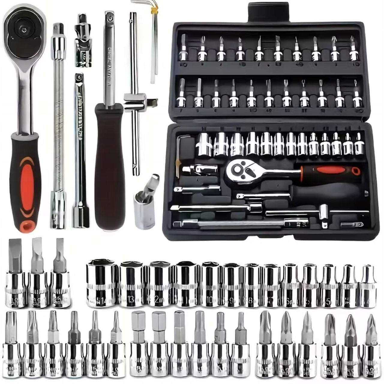 Set of Socket Wrenches 46 Pcs Garage Tools for Car Ratchet