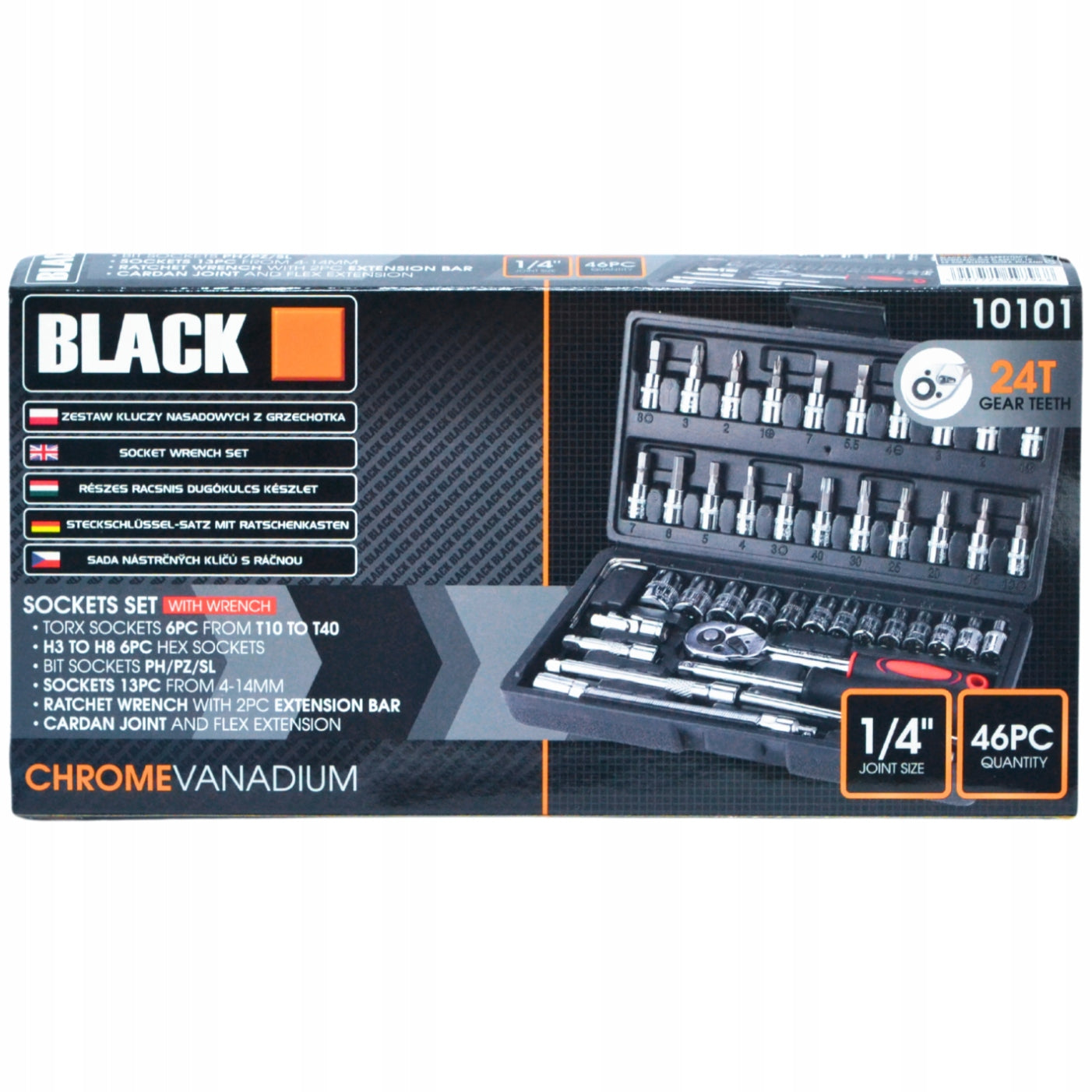 Set of Socket Wrenches BLACK 46-cz 1/4" - Set of hand tools BLACK EAN (GTIN) 5907724597968
