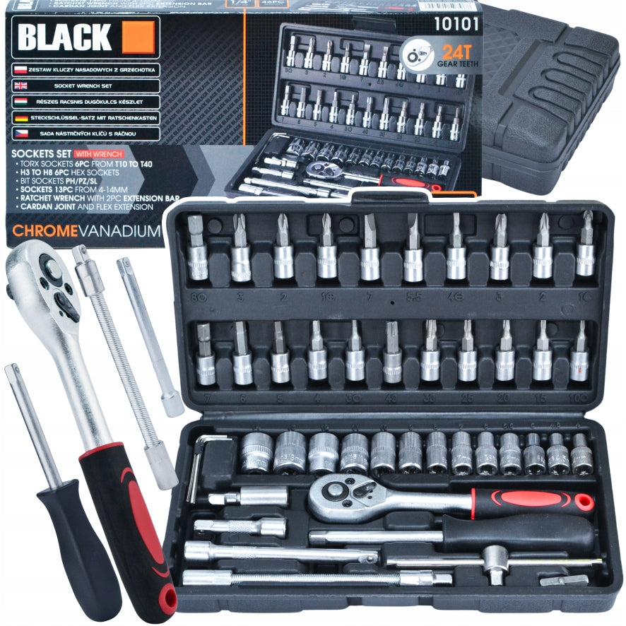 Set of Socket Wrenches BLACK 46-cz 1/4" - Set of hand tools BLACK