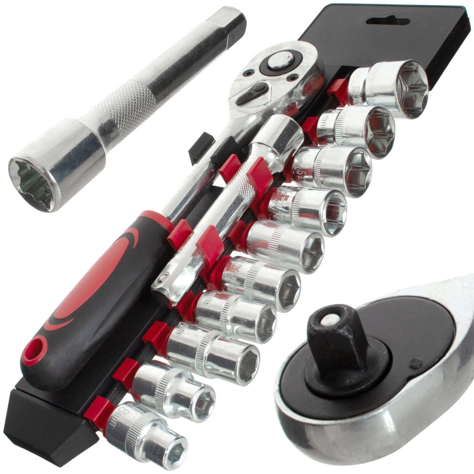 Set of Socket Wrenches RATCHET 1/2'' 72T CAP EXTENSION 10pcs