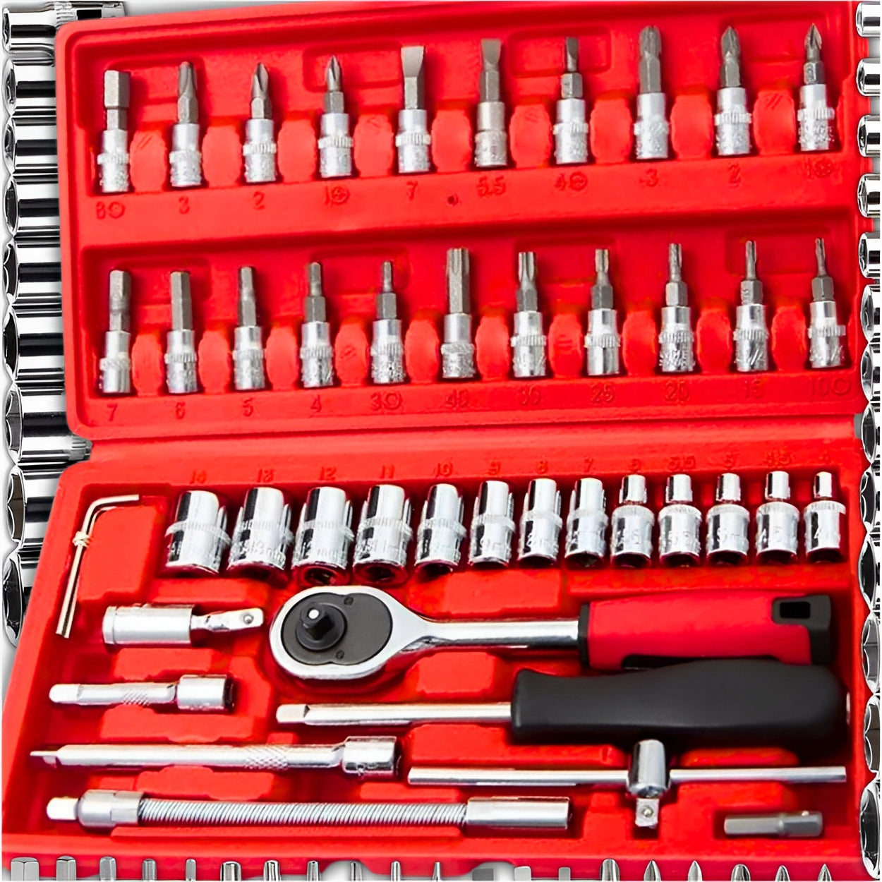 Set of Socket Wrenches Torx Socket Wrenches Suitcase Caps 46el Manufacturer code Zestaw Kluczy Nasadowych 46..