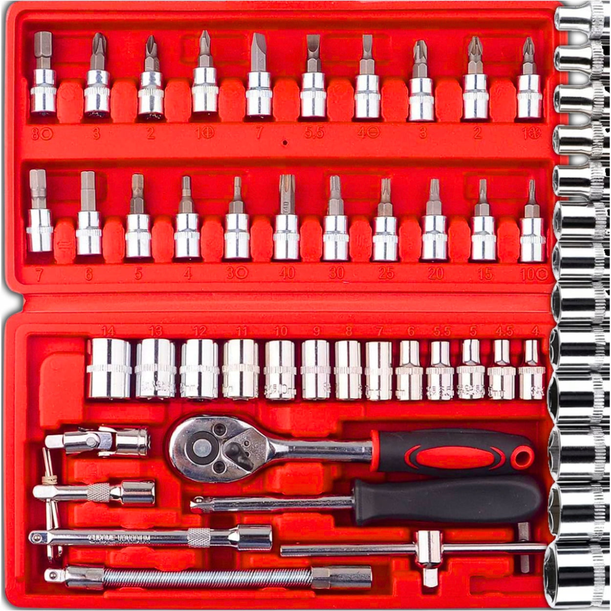 Set of Socket Wrenches Torx Socket Wrenches Suitcase Caps 46el
