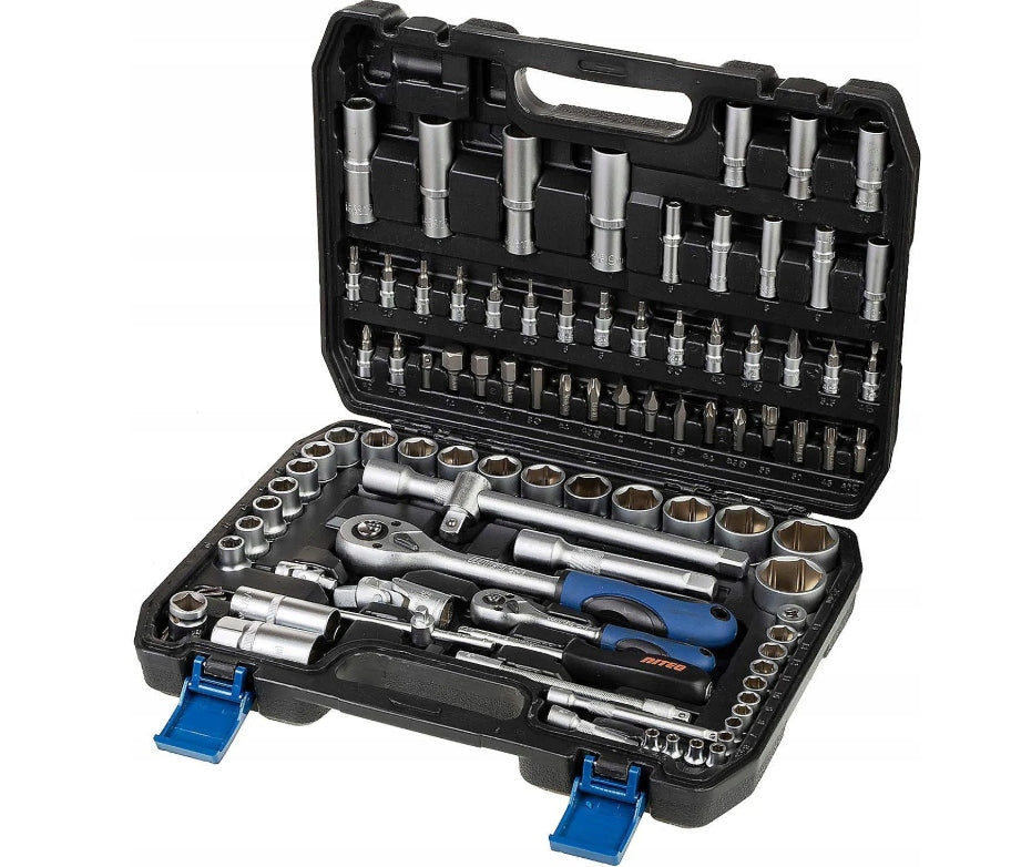 Set of Socket and Ratchet Wrenches 94 el. CR-V – Suitcase | Bits,