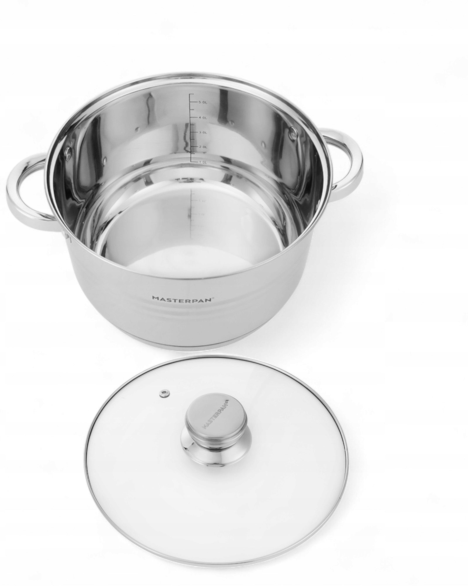 Set of Stainless Steel Pots Induction Gas 12 el Bottom 9 layers Brand Masterpan