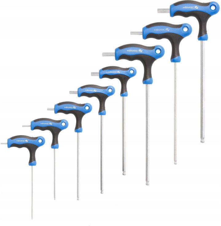 Set of T-keys, Allen key with ball, long, 8 pcs