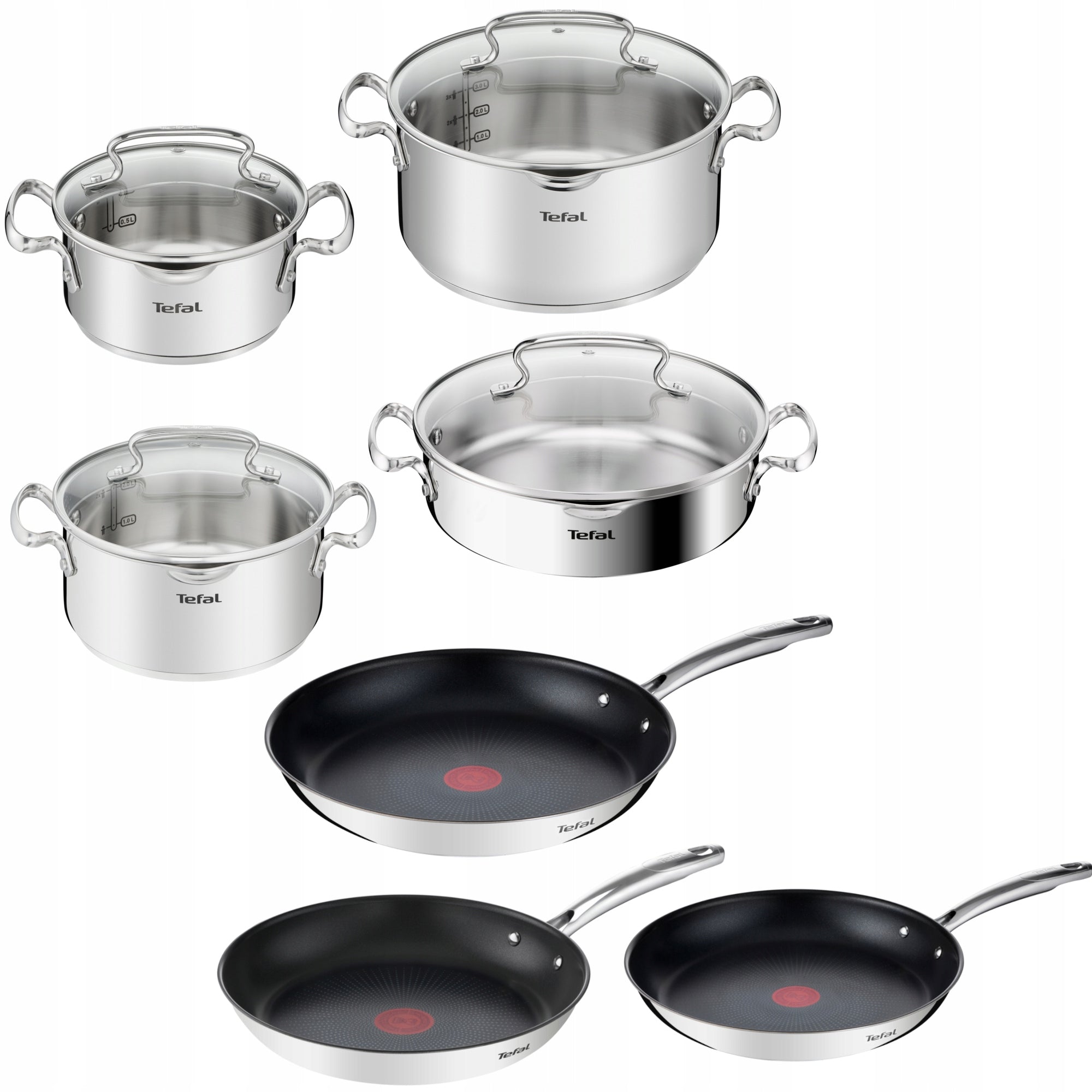 Set of TEFAL Duetto+ pots with lid Pans stainless steel induction11el