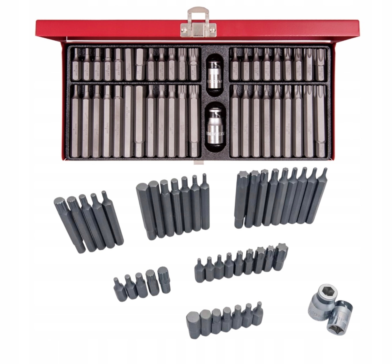 Set of TORX HEX SPLINE bits 44 pcs. KING TONY 1044CQ - Metal cassette