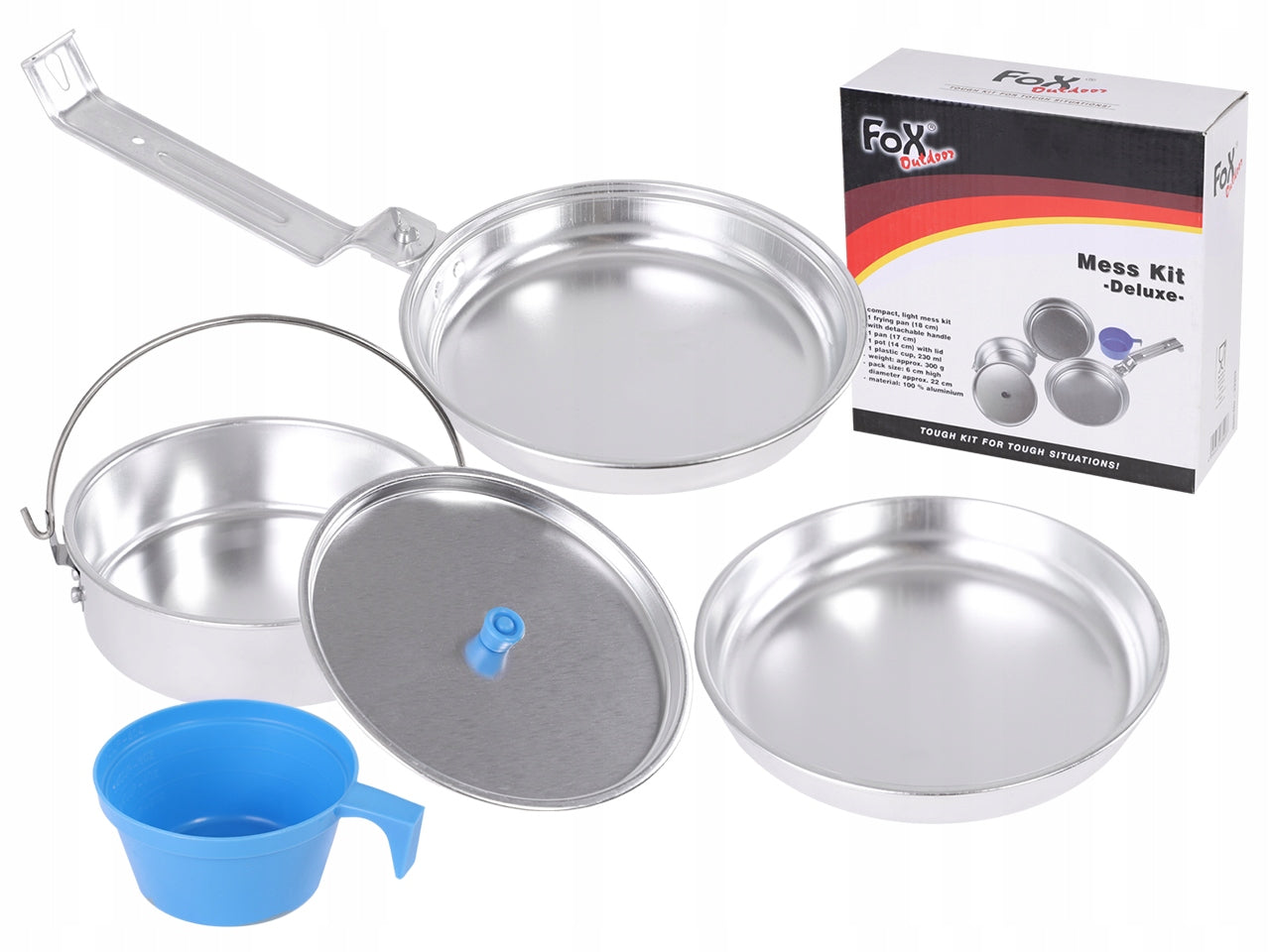 Set of Tourist Dishes for 1 Person Pot Pan Aluminium MFH FOX