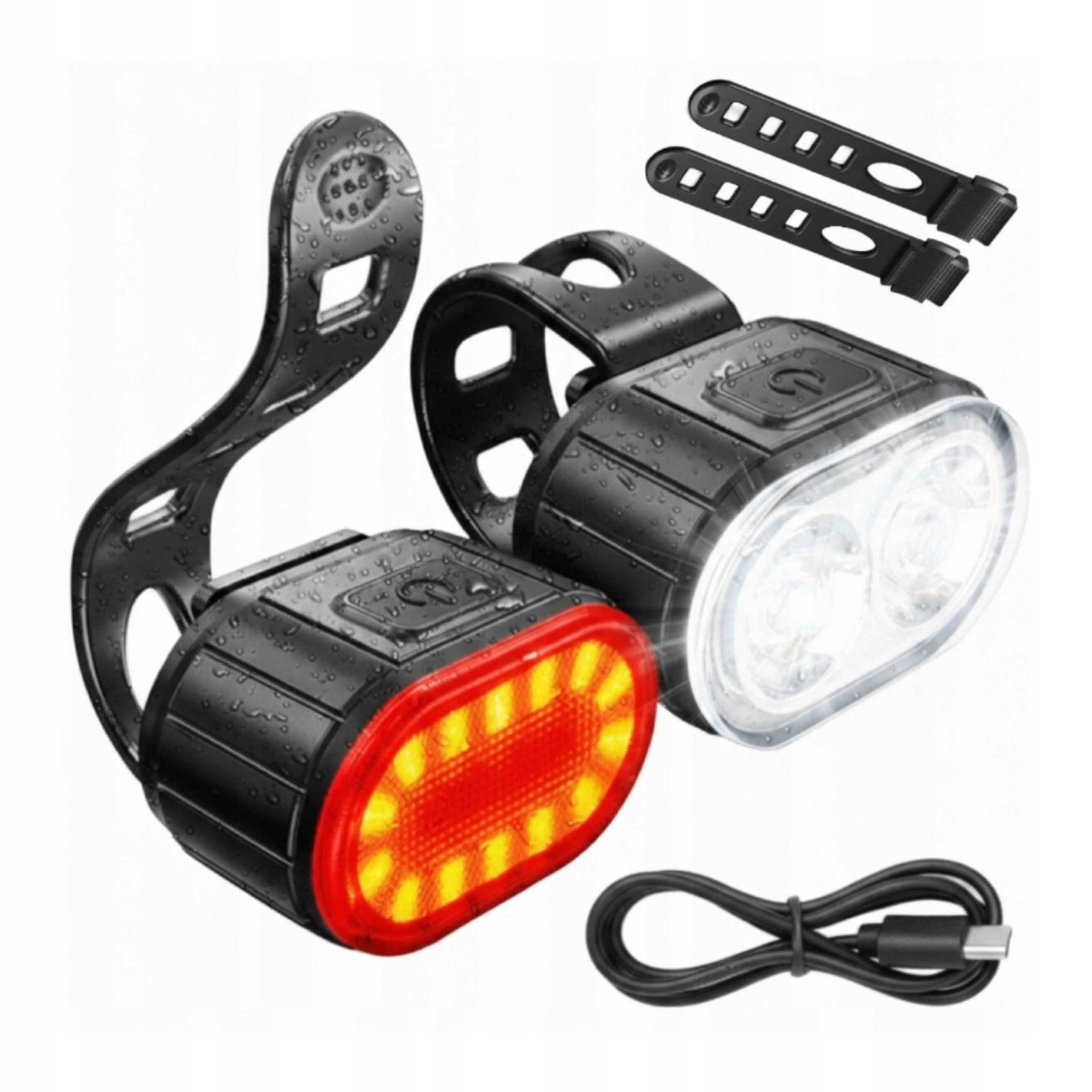Set of USB LED Bike Lights for Front Rear Universal Strong Lamp Packaging status original