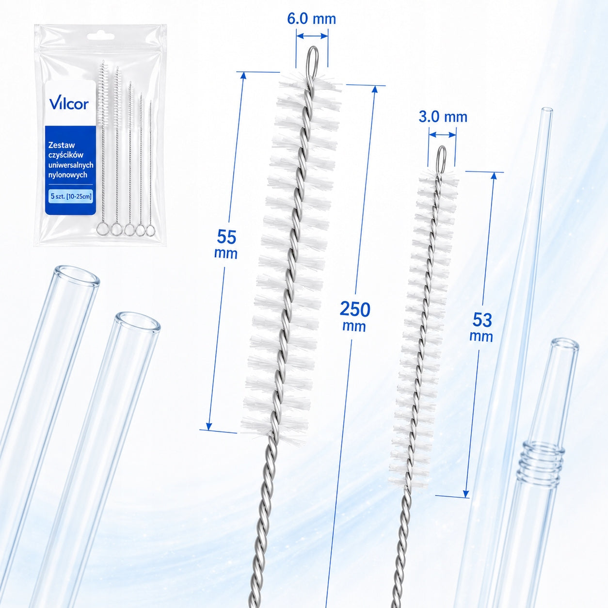 Set of Universal Nylon Cleaning Brushes for Pipe 5pcs. Manufacturer code AGDA0321