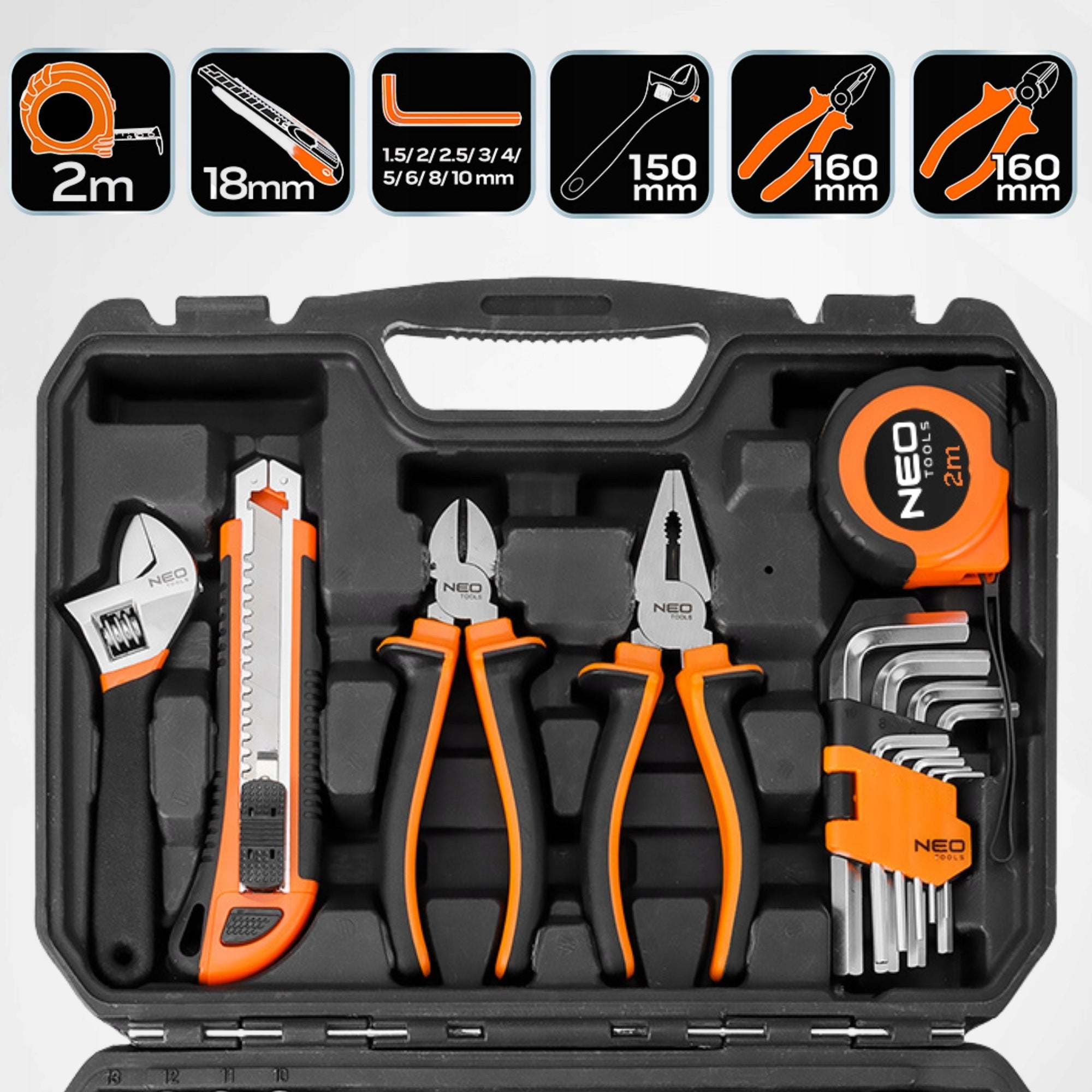 Set of Universal Tools 60 el. Socket Wrenches Bits Hammer Suitcase NEO Brand NEO TOOLS