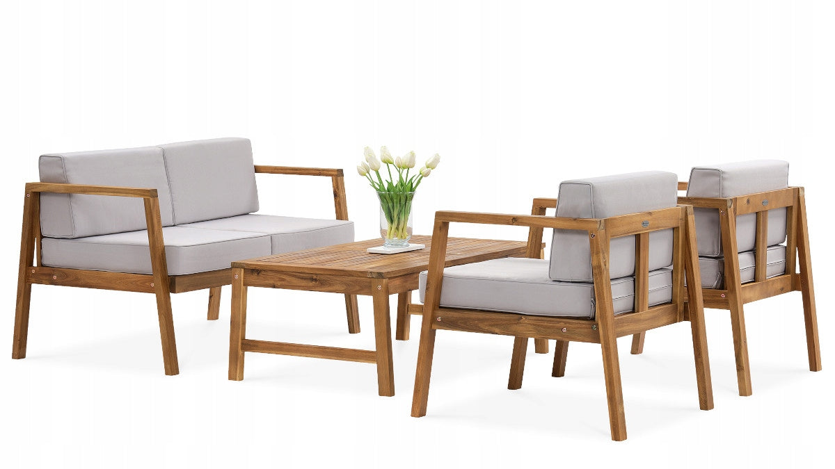 Set of Wooden Garden Furniture MALMO Garden Furniture Wooden Brown Main material wood