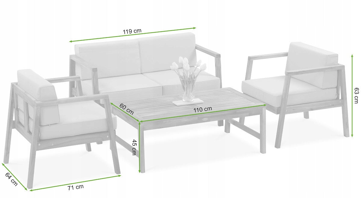 Set of Wooden Garden Furniture MALMO Garden Furniture Wooden Brown Packaging status original