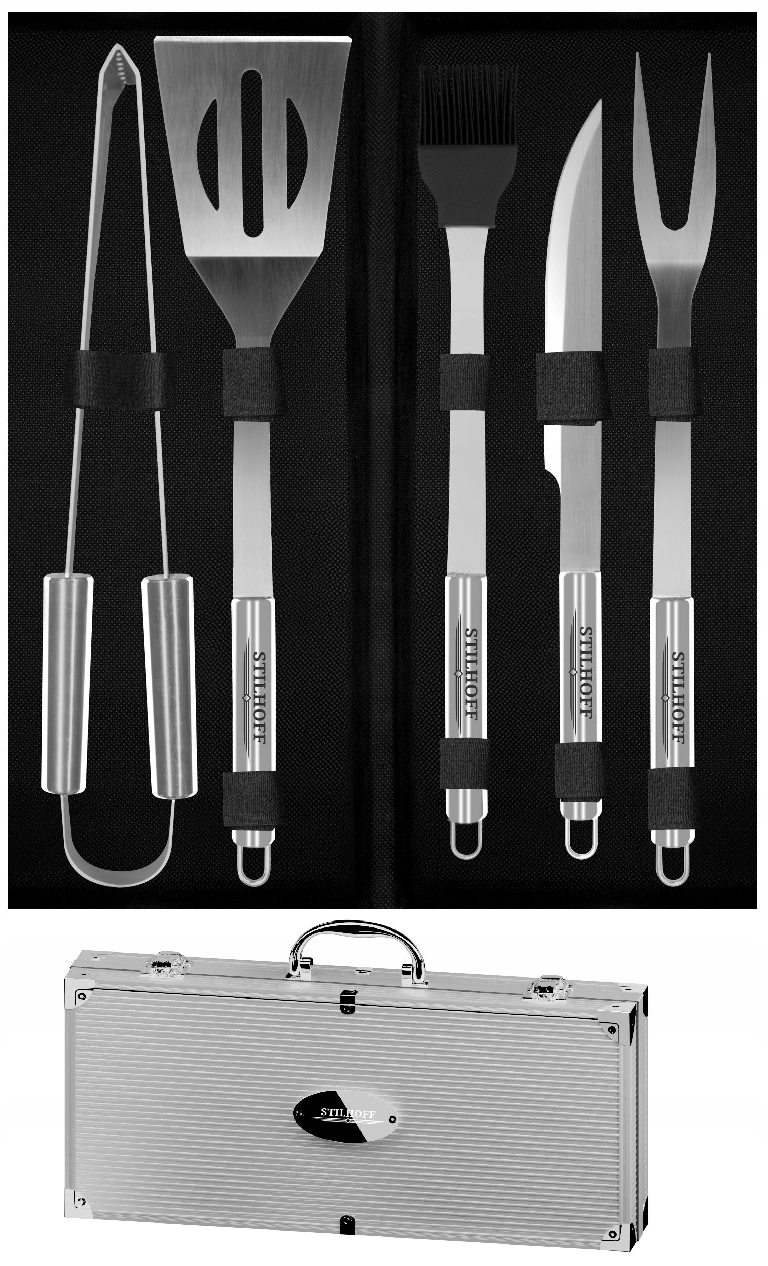 Set of accessories for BBQ STILHOFF cutlery utensils 6pcs 5+suitcase