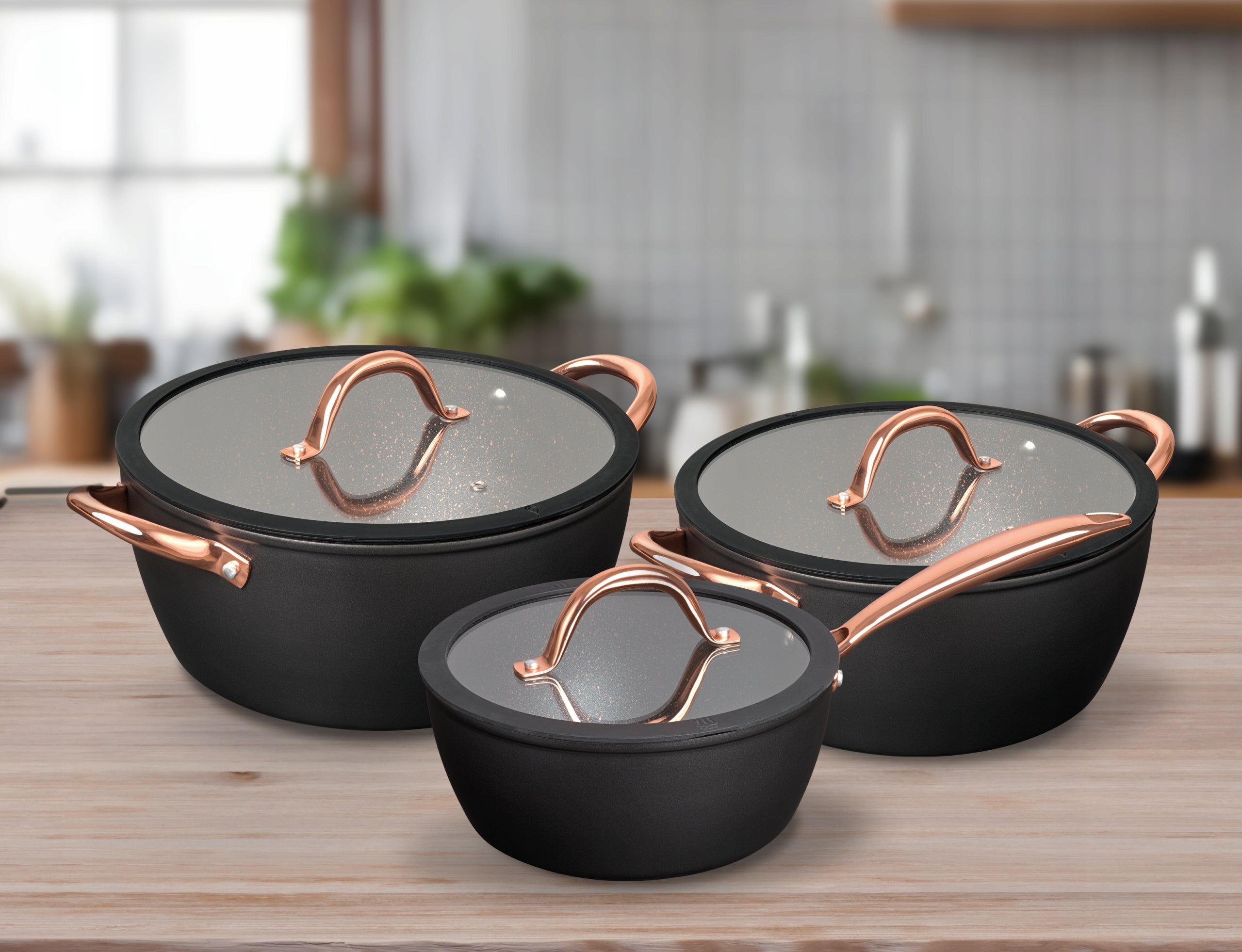 Set of aluminium pots MG Home Rose Gold 6el Non-stick induction Number of items in the set 6