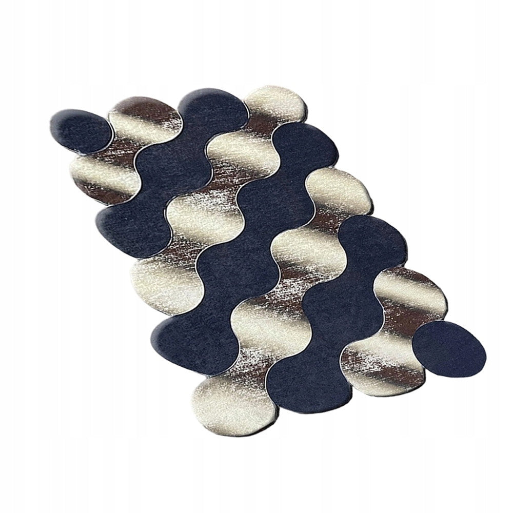 Set of bathroom rugs stones 3D blue gold thick Length 100 cm
