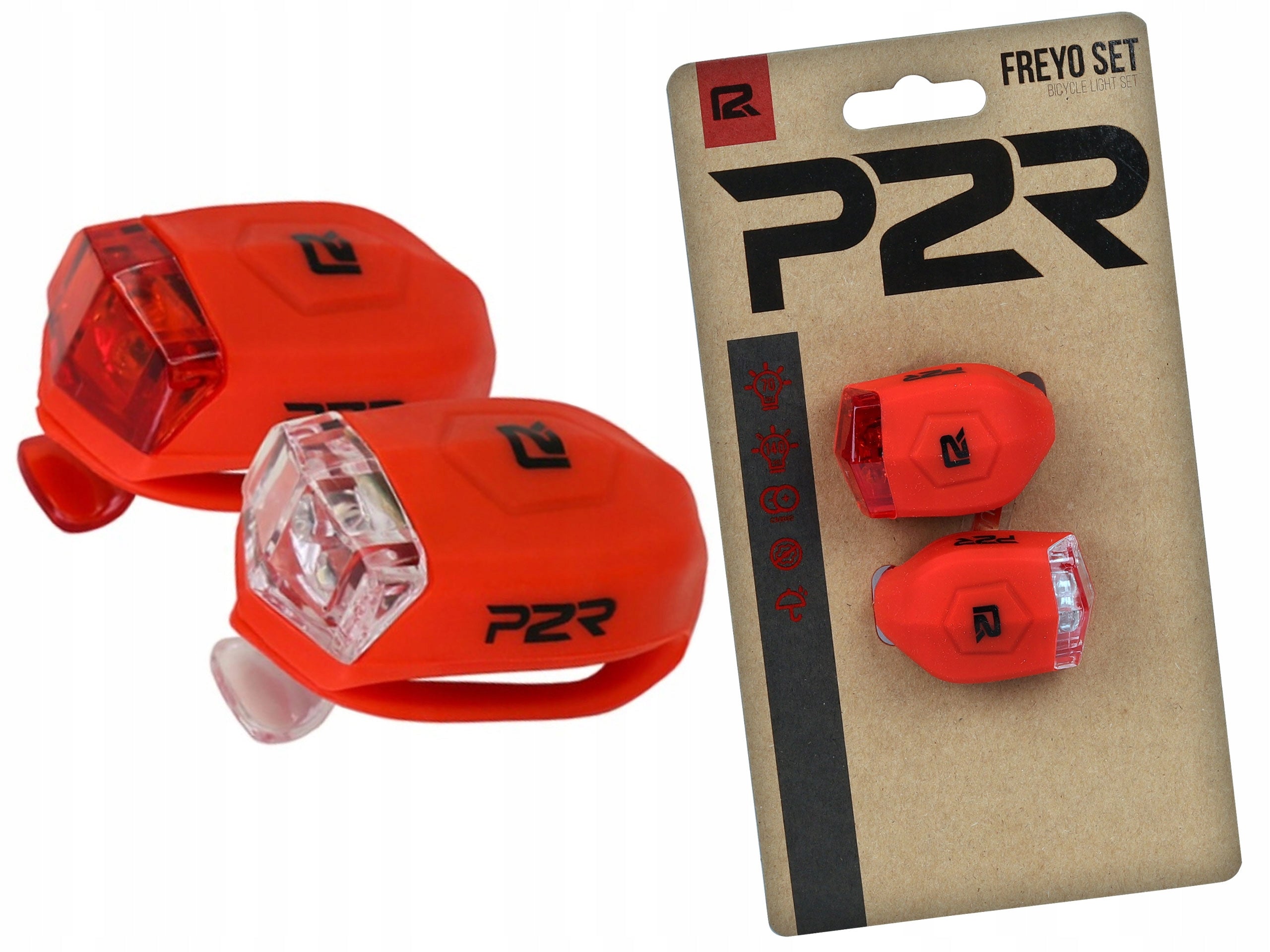 Set of bicycle lights DEMA P2R Freyo red