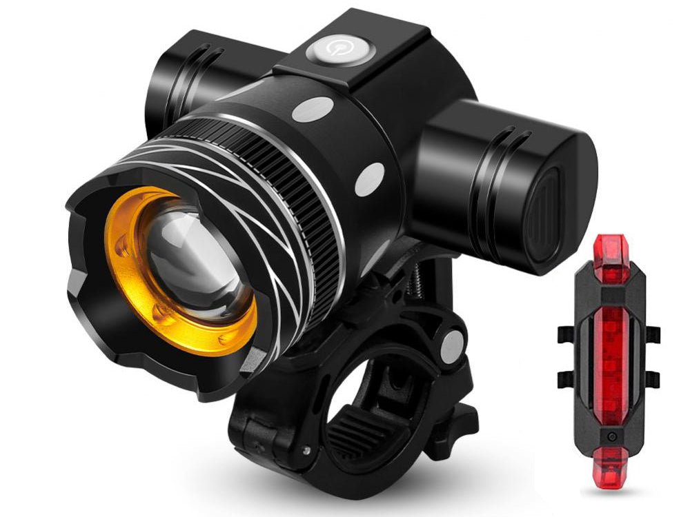 Set of bicycle lights Front + rear lamp - Zoom Rechargeable + USB cable