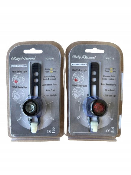 Set of bicycle lights RUBY DIAMOND LED HJ-016 Front and rear + batteries Brand Ruby