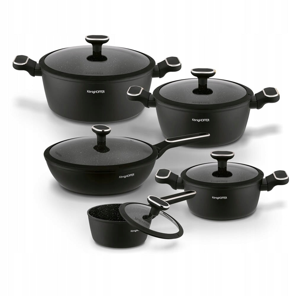 Set of black pots for induction Lotte Silver