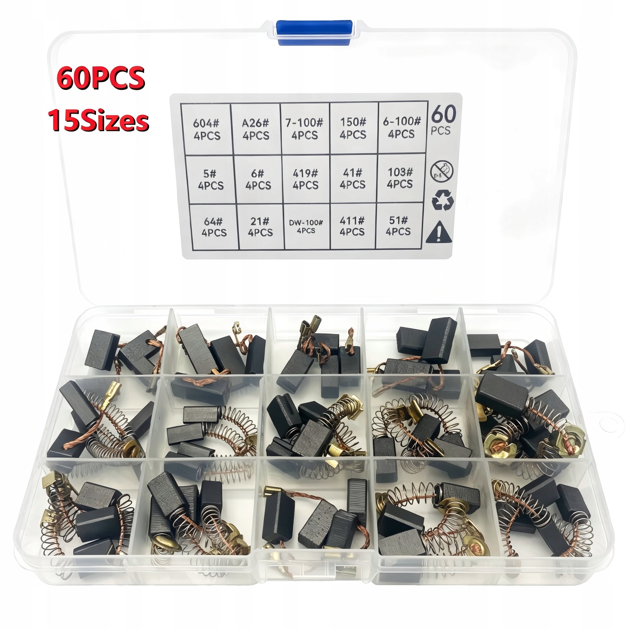Set of carbon brushes for power tools, 60 pieces, 30 sets