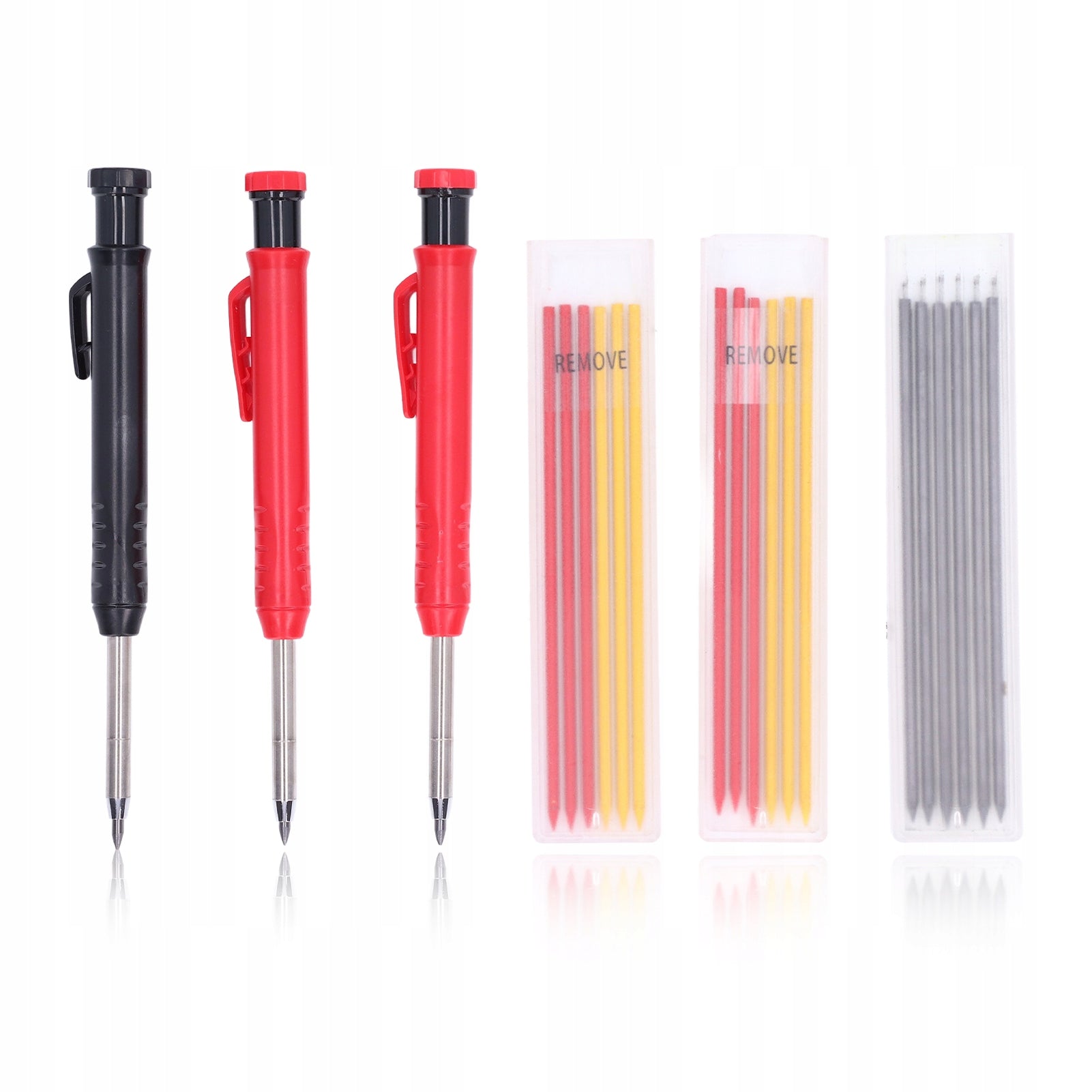 Set of carpentry pencils with cartridge, mechanical marker with long X4