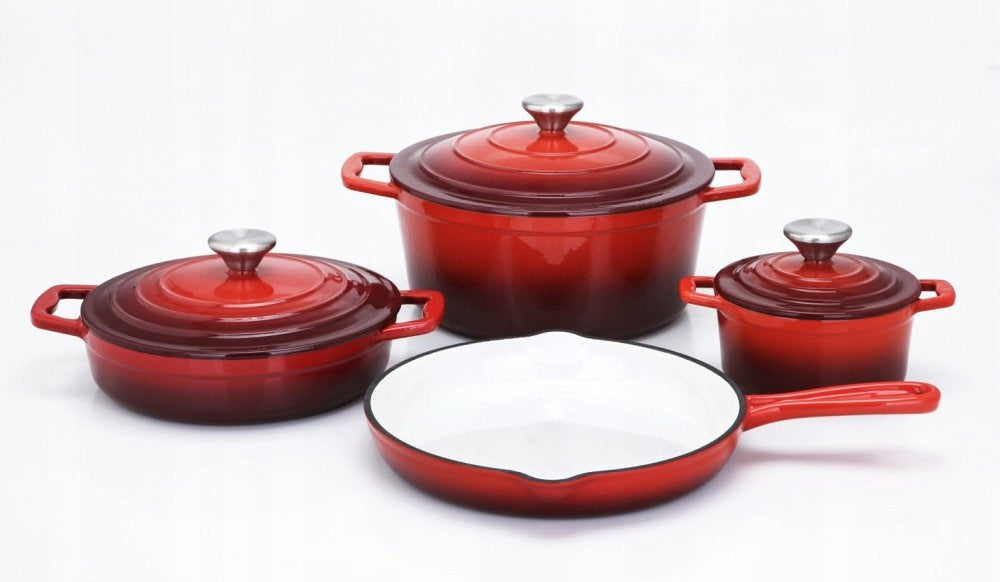 Set of cast iron pots Xanten 7 pcs. red