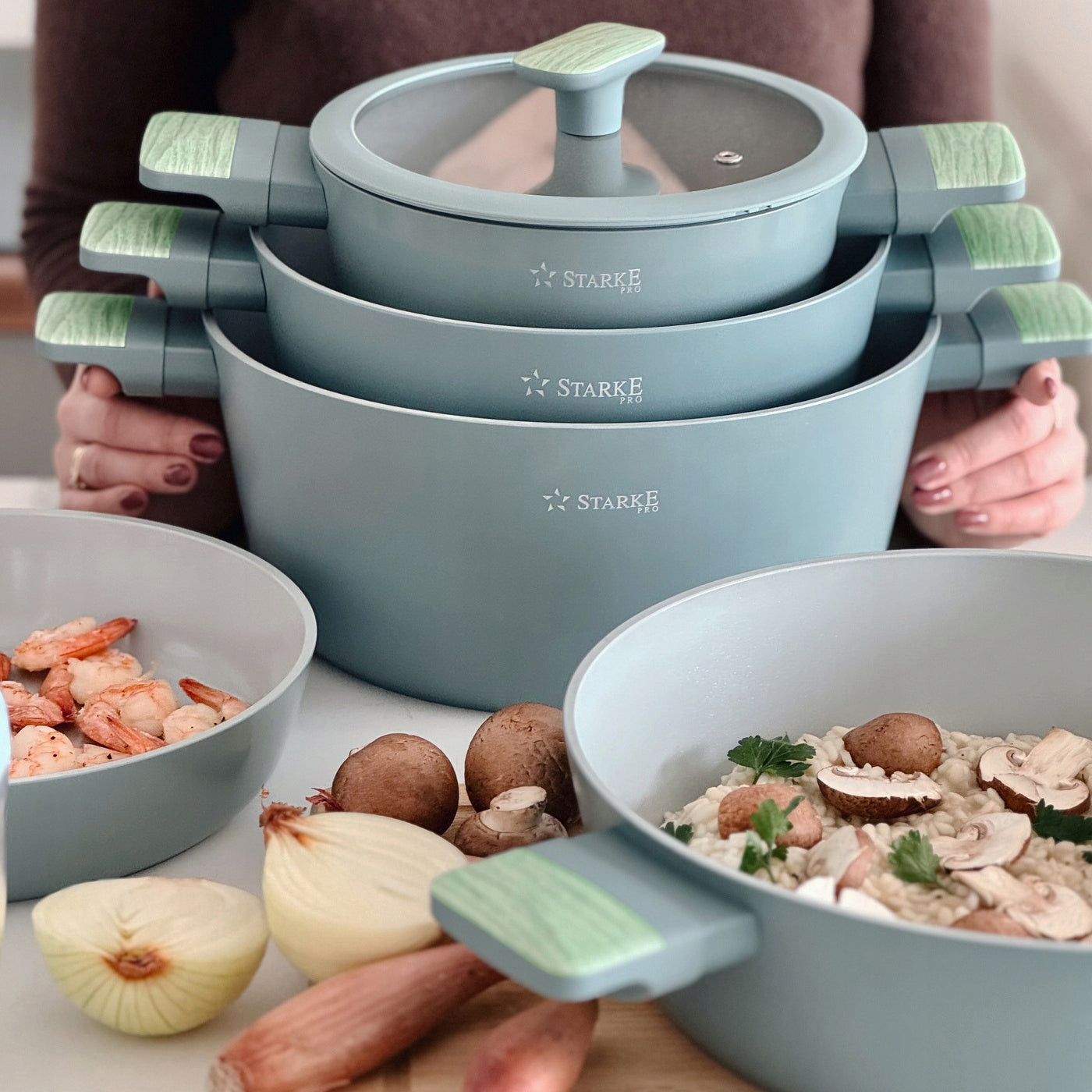 Set of ceramic pots and pans GAS induction Starke Pro Lapis 10el Brand Starke Pro