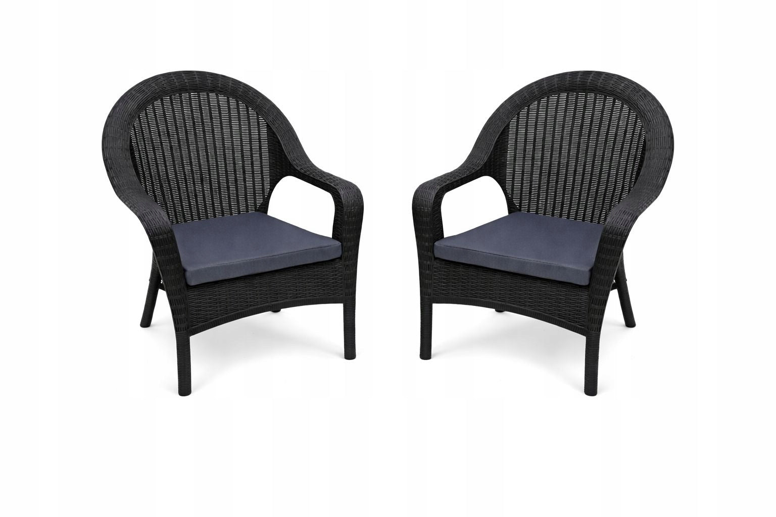 Set of comfortable garden chairs Anthracite 2 Armchairs+coffee table AURA Main material synthetic rattan