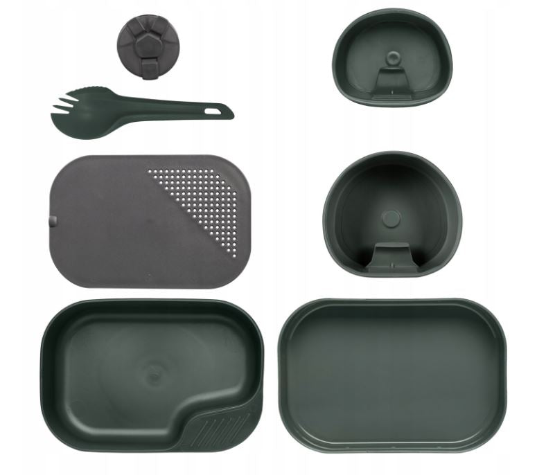 Set of dishes Wildo/Helikon Camp-A-Box Complete 7 elements Olive Green Color gray