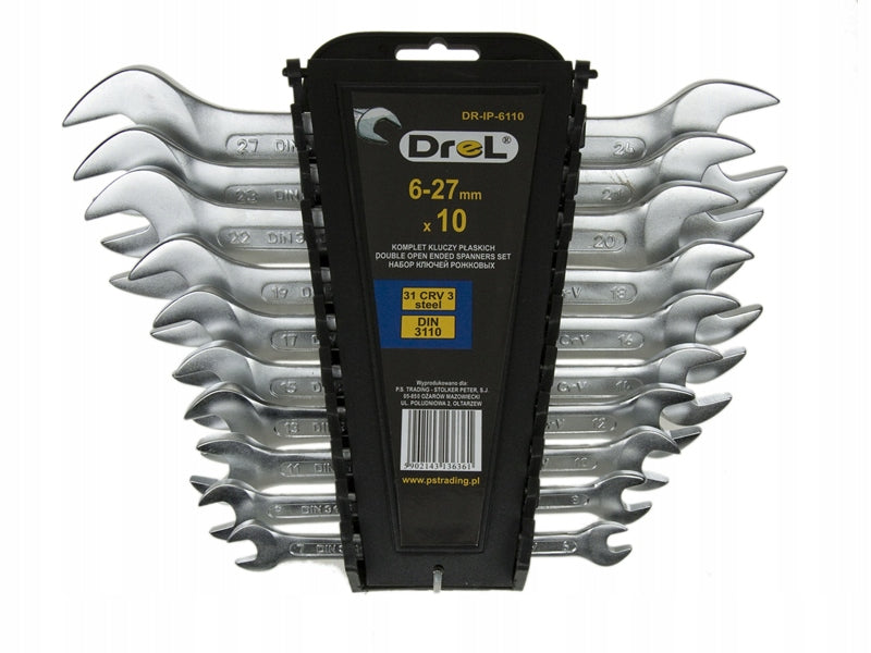 Set of double-sided flat wrenches 10 pcs 6-27mm steel DREL