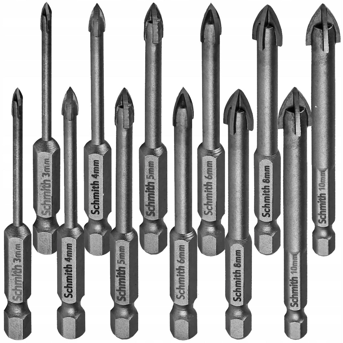 Set of drill bits for glass and ceramics 3-10mm 12 pcs. Schmith