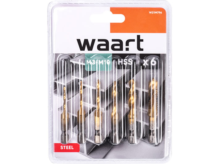 Set of drill bits for tap threads M3 - M10 quick change Hex handle Brand Waart