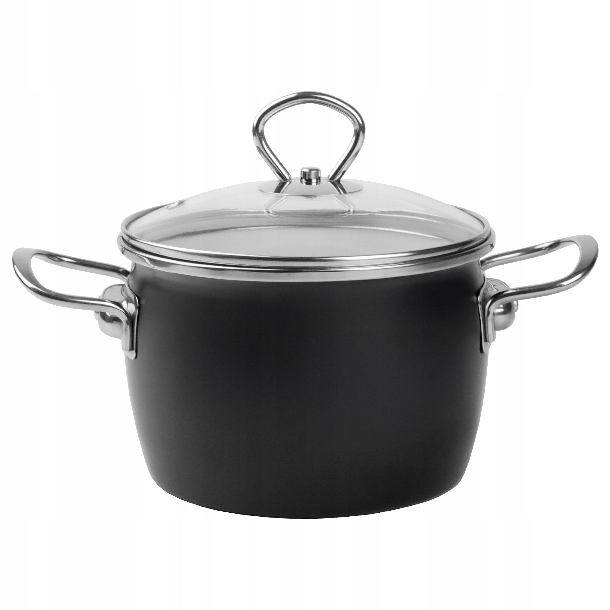 Set of enamel pots 2,3L 3L 4L 5L black INDUCTION GAS MARYNA Brand Silesia Emalia