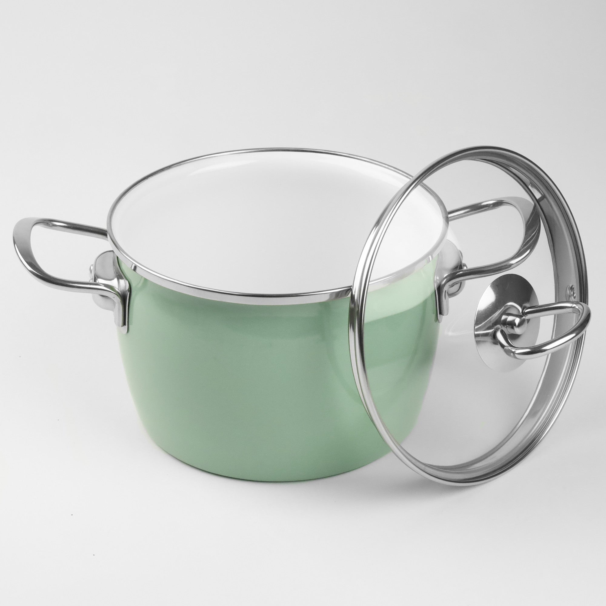 Set of enamel pots 2,3L 3L 4L 5L celadon INDUCTION GAS MARYNA Line MARYNA