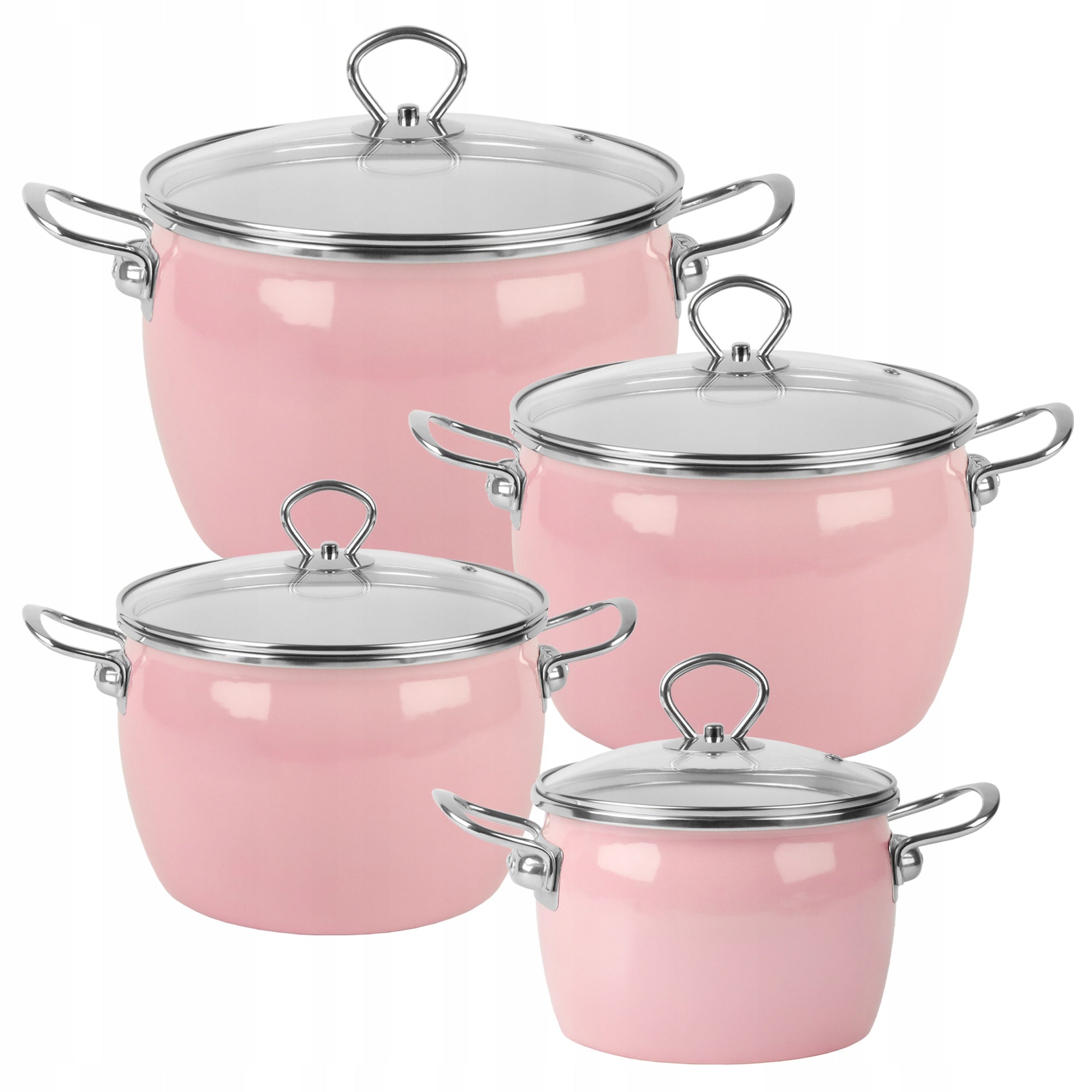 Set of enamel pots 2,3L 3L 4L 5L pink INDUCTION GAS MARYNA Manufacturer code 5905155037176