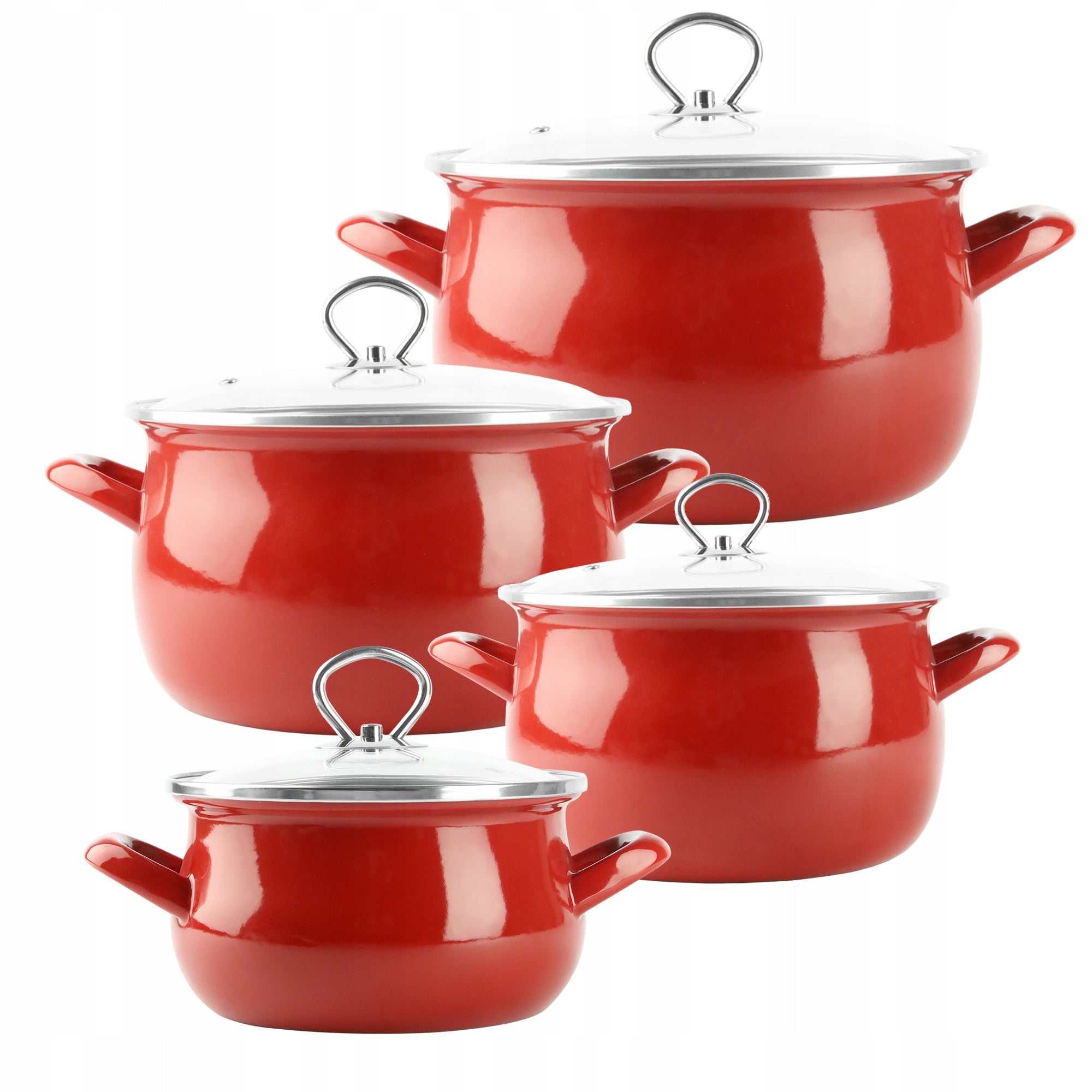 Set of enamel pots red Helena 1,9 / 3 / 4L / 5,5L INDUCTION