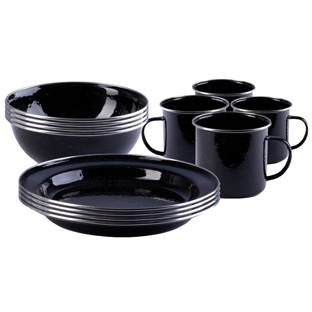 Set of enamelled tourist dishes Mil-Tec Western Black 12 pcs.