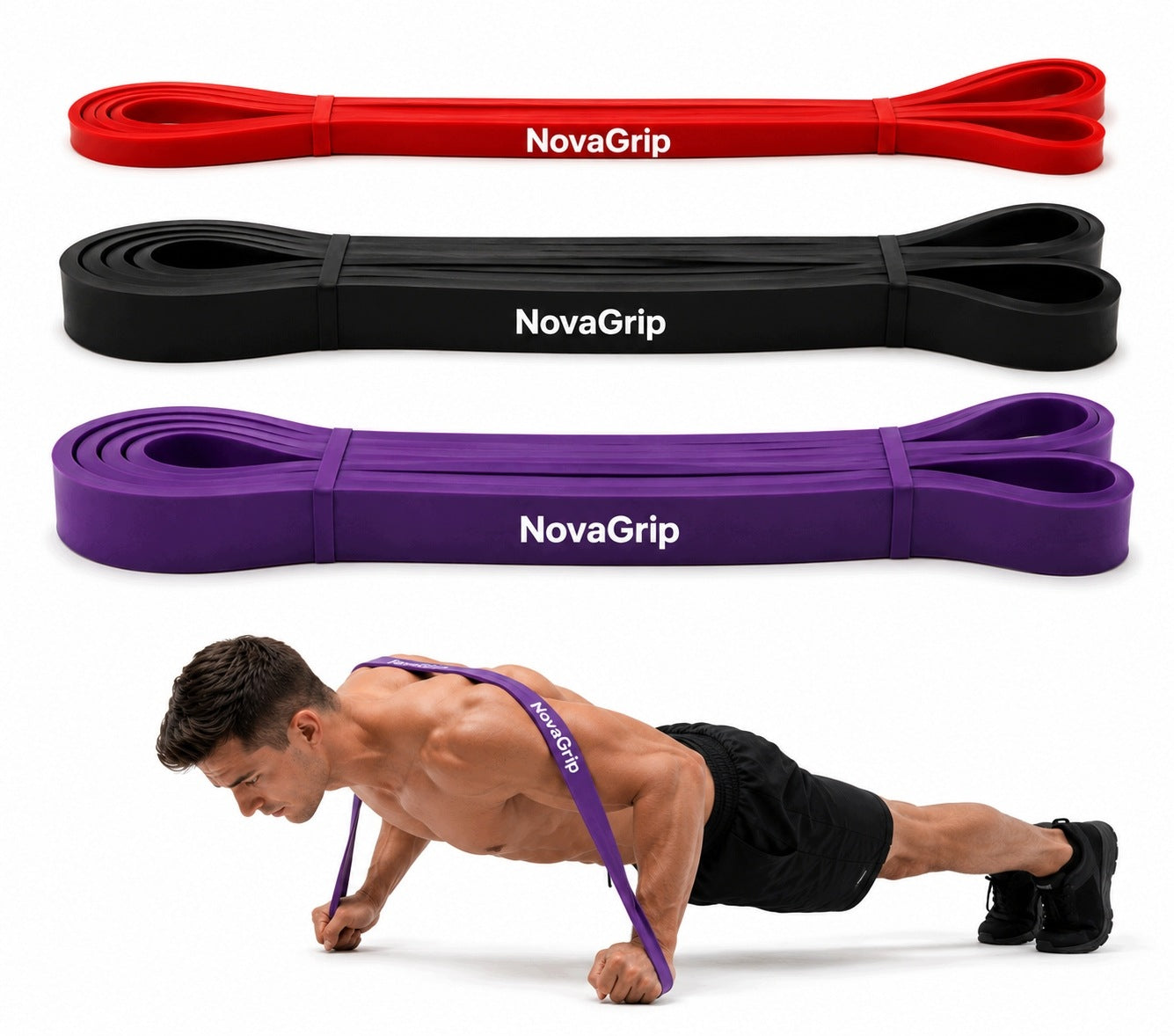 Set of exercise rubbers 9-36 kg 3 resistance rubbers pouch POWER BAND