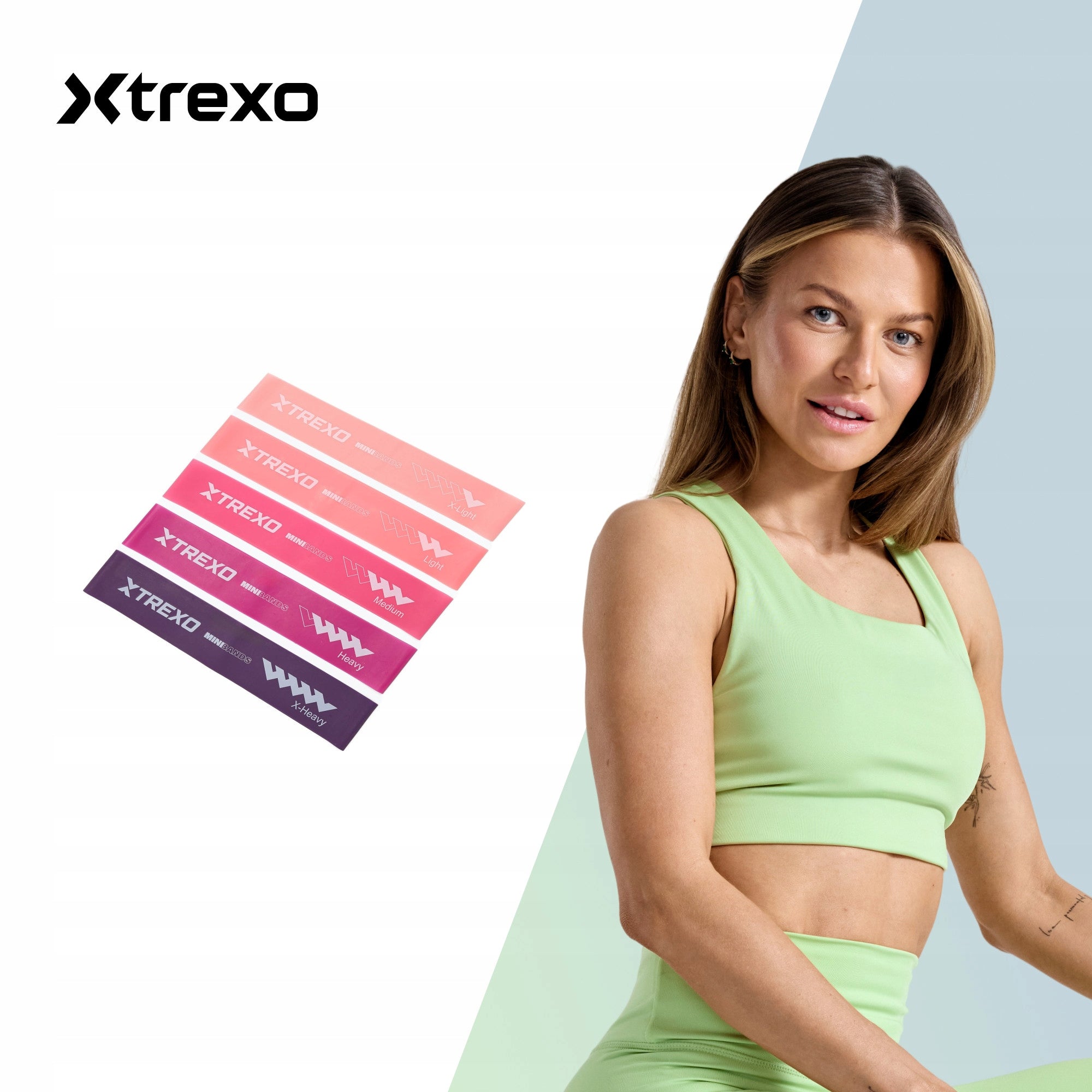 Set of exercise rubbers XTREXO Mini Power Band 5pcs FITNESS FOR TRAINING Manufacturer code TXO-B4Z053-ALL