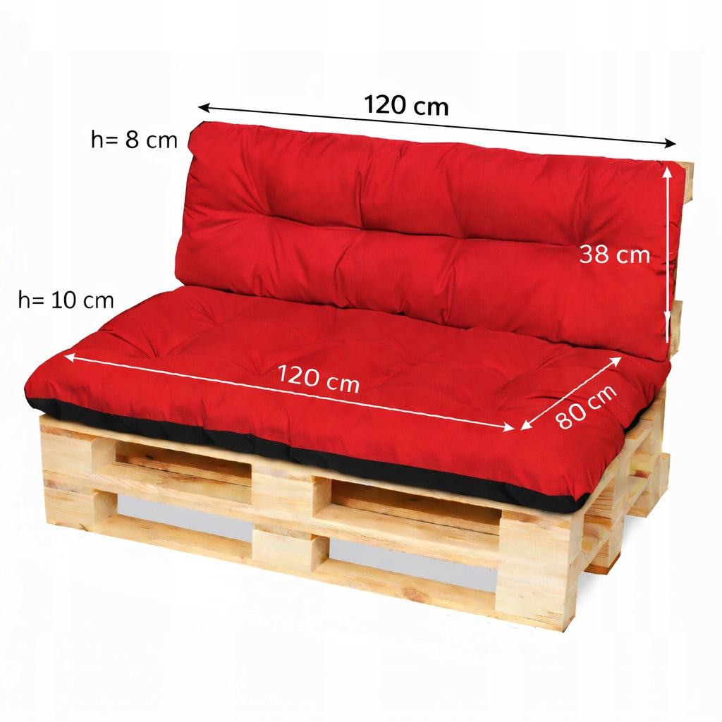 Set of garden cushions for furniture with pallets bench 120x80+120x38 RED Packaging status original