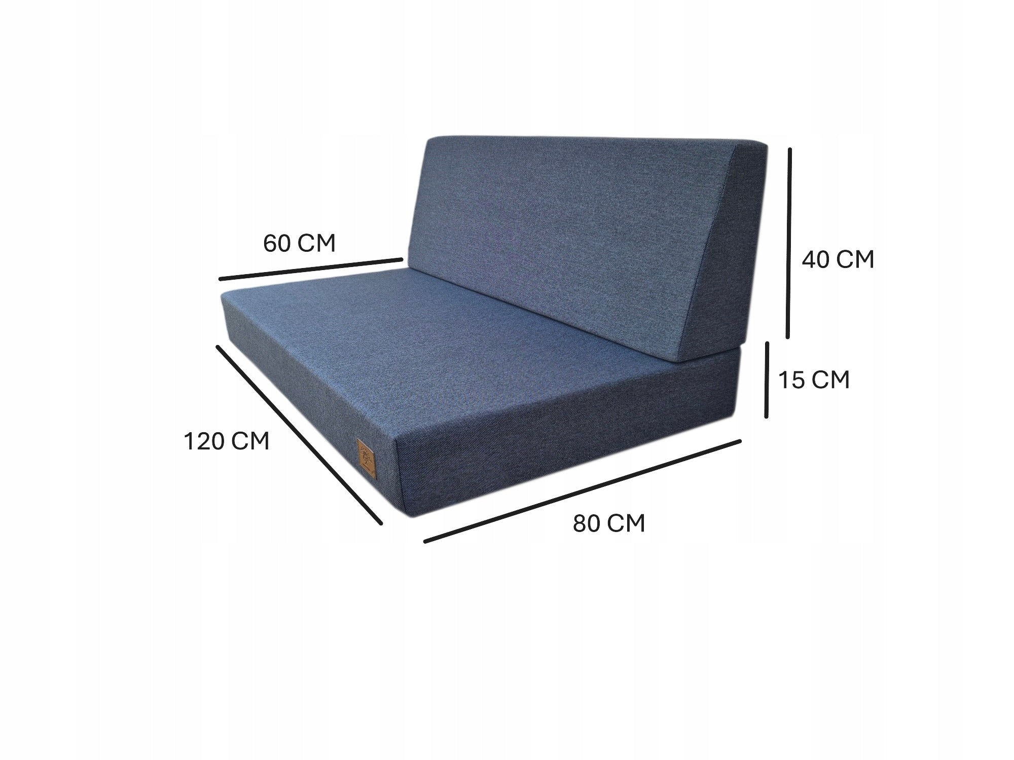 Set of garden cushions with backrest Pallets Corner -3 pcs. 120x80 + 40x120 Pillow width 80 cm