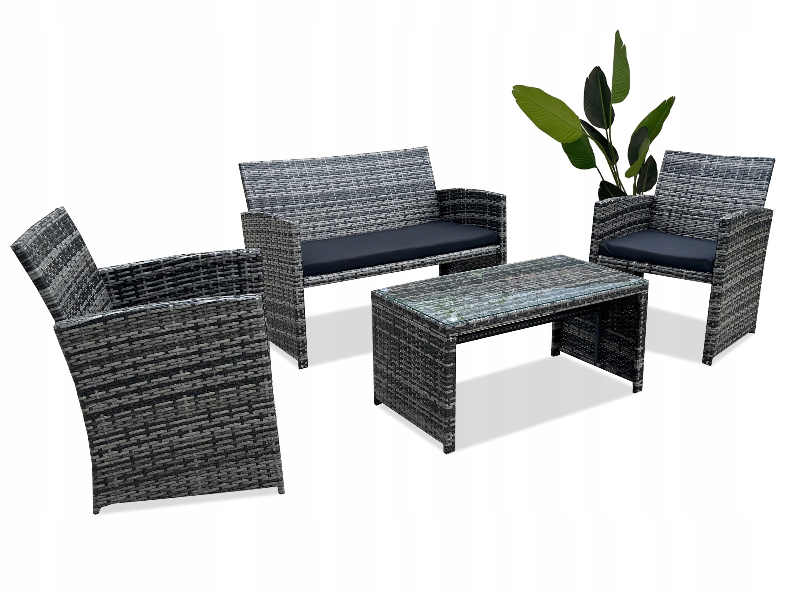 Set of garden furniture 4 people rattan SOFA + 2x ARMCHAIR + TABLE